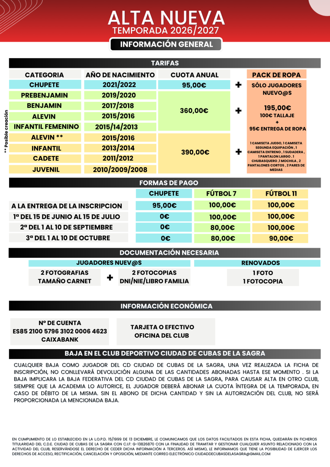 Información general de inscripción